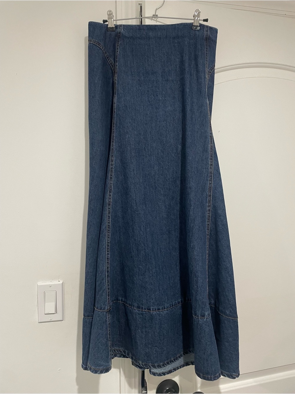Teens Vibe Dark Blue Denim Midi Skirt - Classic A-Line